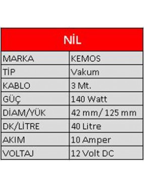 Nil 12 Volt 140 Watt Vakumlu Sıvı ve Mazot Aktarma Pompası